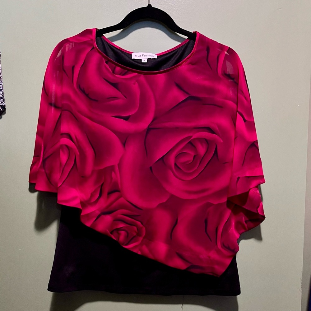 Elegant Rose Print Women's Blouse